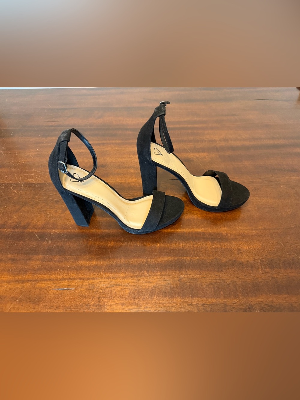 Windsor Black Suede Ankle-Strap Block Heels